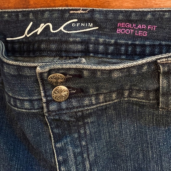INC International Concepts Regular Fit Boot Leg Denim Dark Wash Jeans Size 14 - Picture 9 of 11